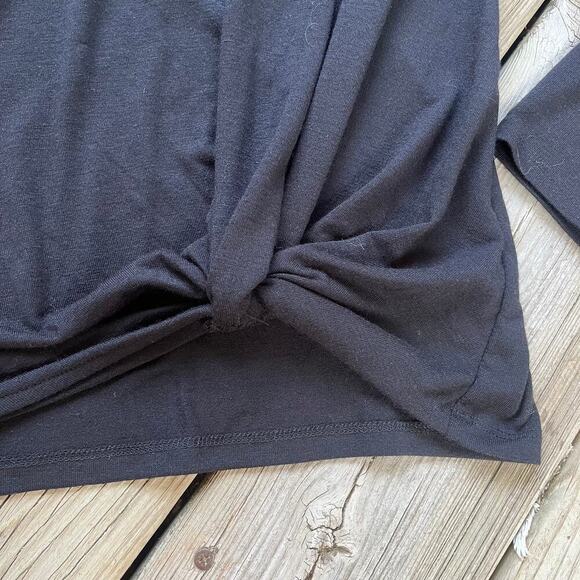 LOFT Black Long Sleeve Soft Knit Tie Front Top Size MP. NEW - Picture 3 of 6